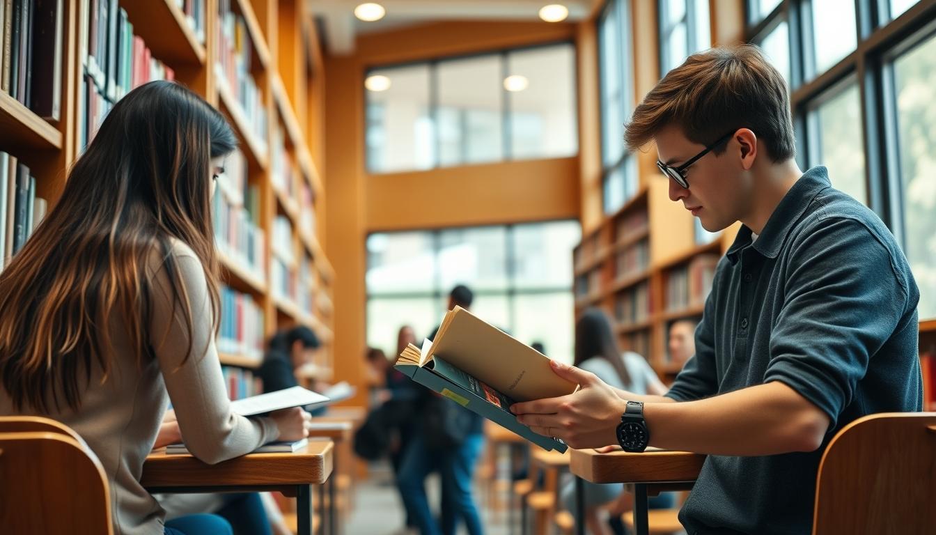 Students studying together in modern classroom
